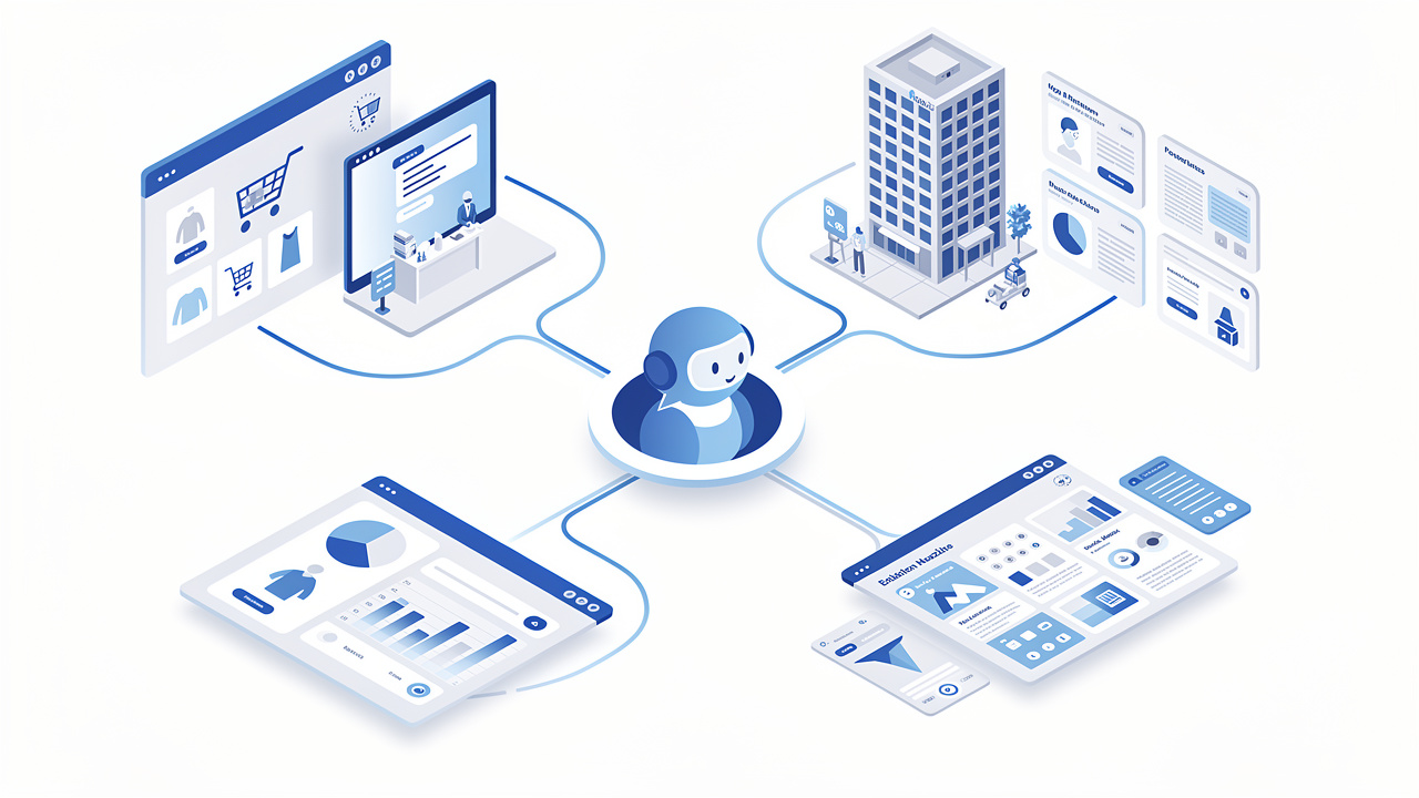 Modernes B&uuml;ro mit KI-Netzwerk-Visualisierung f&uuml;r Prozessautomatisierung