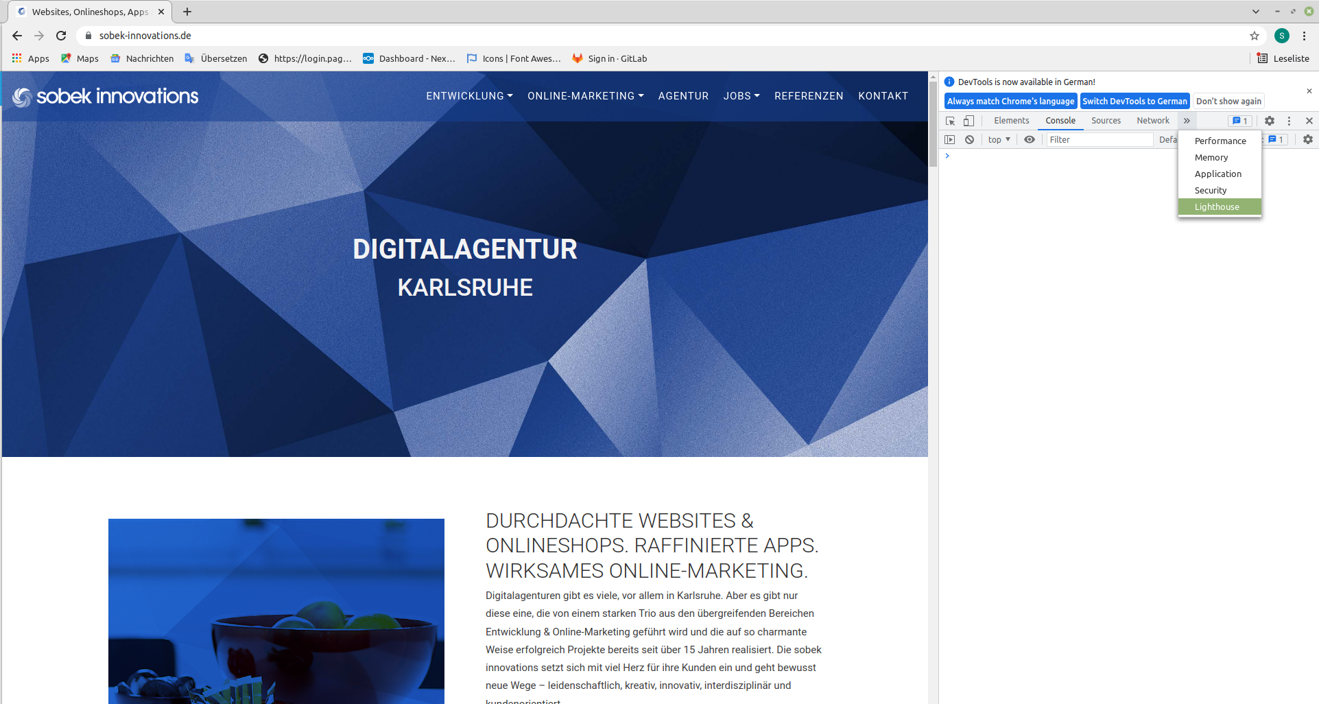 Website der Digitalagentur Sobek Innovations in Karlsruhe mit Angeboten f&uuml;r Websites, Onlineshops, Apps und Online-Marketing.