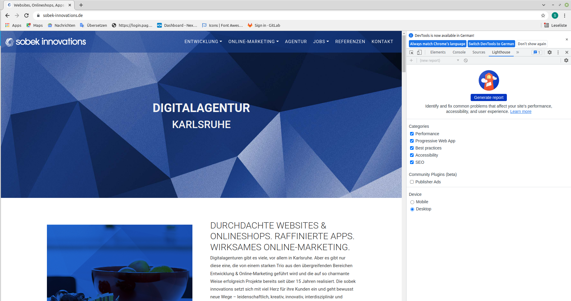 Website der Digitalagentur Sobek Innovations in Karlsruhe mit Angeboten f&uuml;r Websites, Onlineshops, Apps und Online-Marketing.
