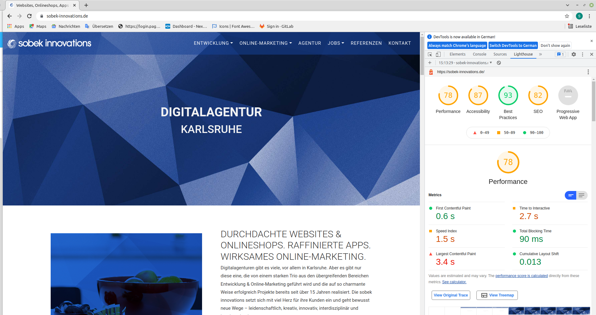 Website der Digitalagentur Sobek Innovations in Karlsruhe mit Informationen zu Online-Marketing, Apps und Webseitenentwicklung.