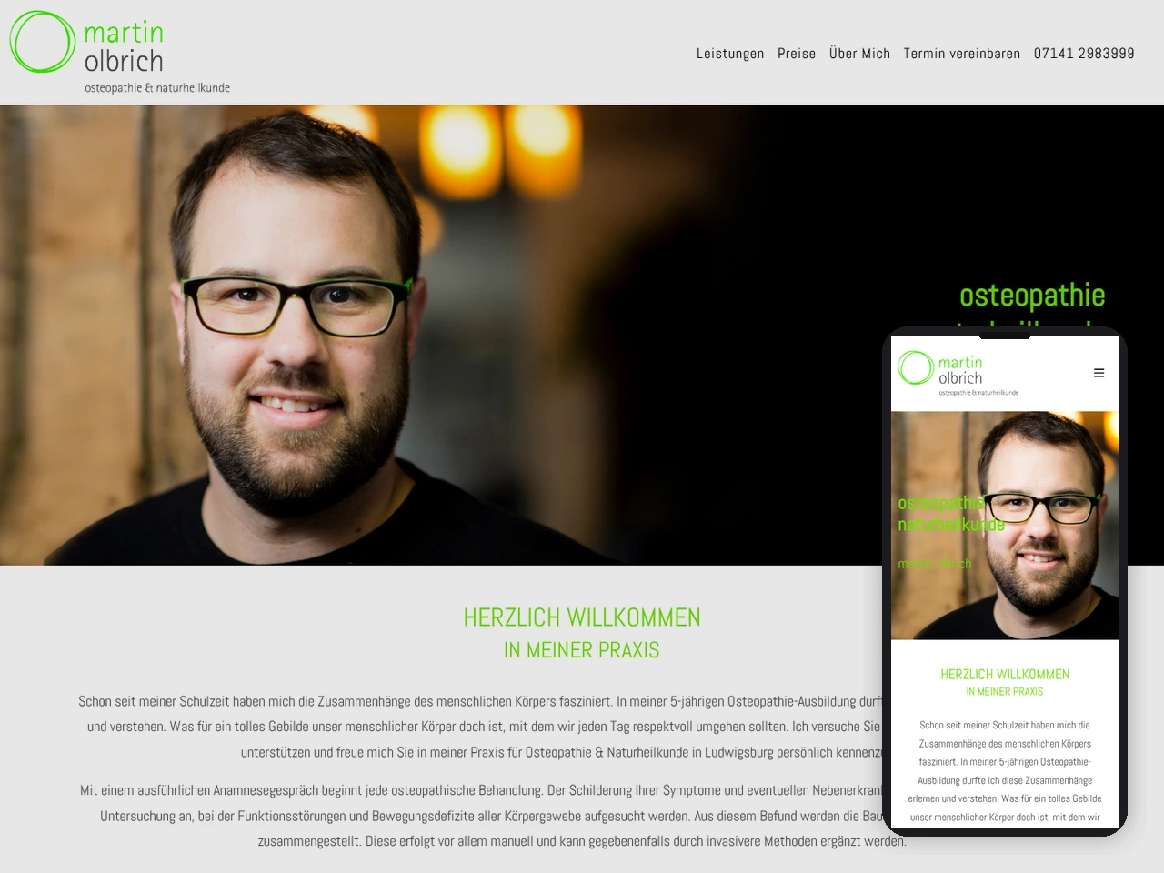 Website Osteopathie-Praxis in Ludwigsburg