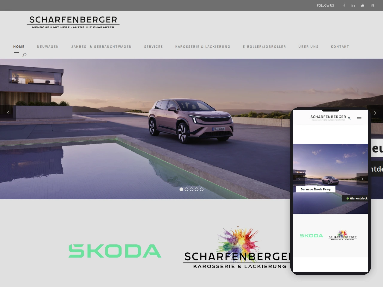 Referenz Autohaus-Scharfenberger.de &ndash; Blick auf die Desktop- und Mobile-Ansicht
