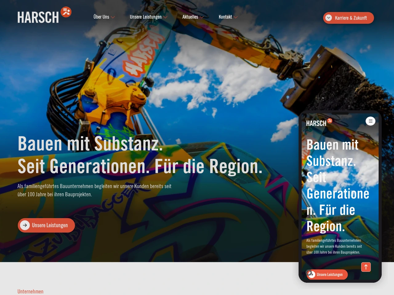 Referenz Harsch.de &ndash; Blick auf die Desktop- und Mobile-Ansicht
