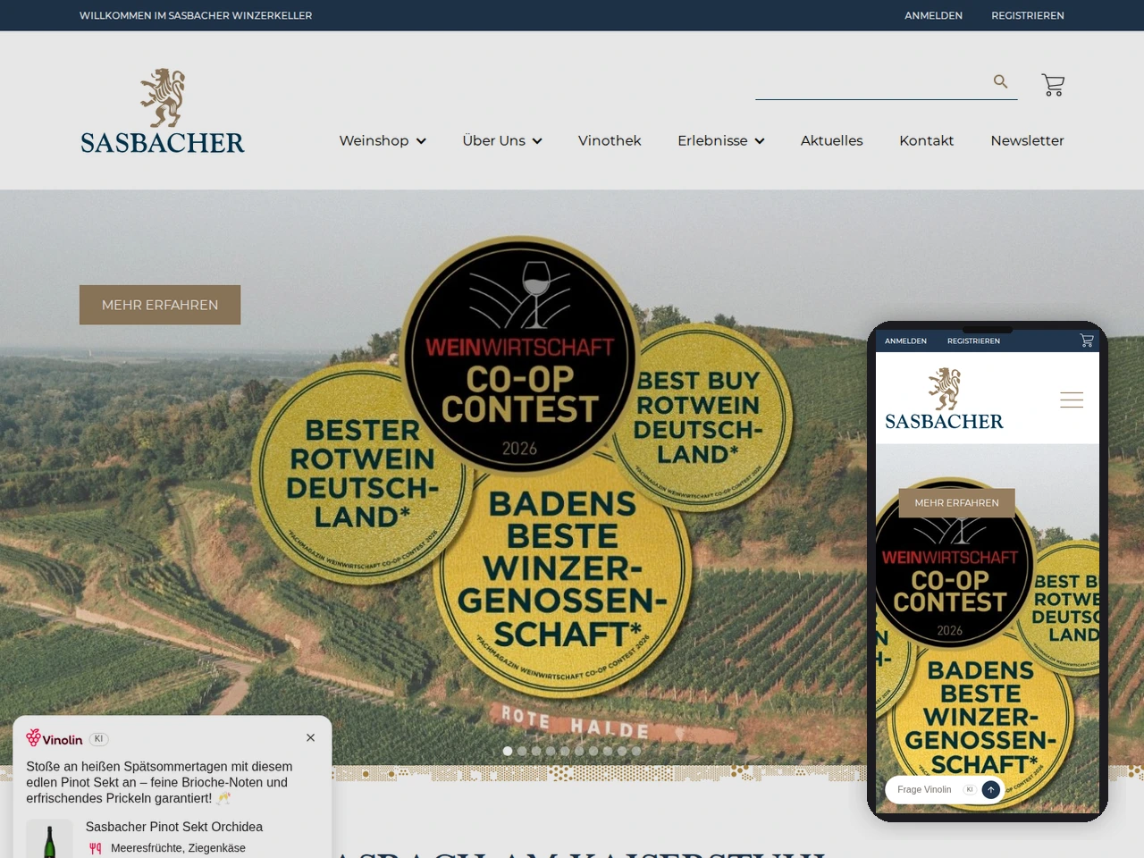 Referenz Sasbacher.de &ndash; Blick auf die Desktop- und Mobile-Ansicht