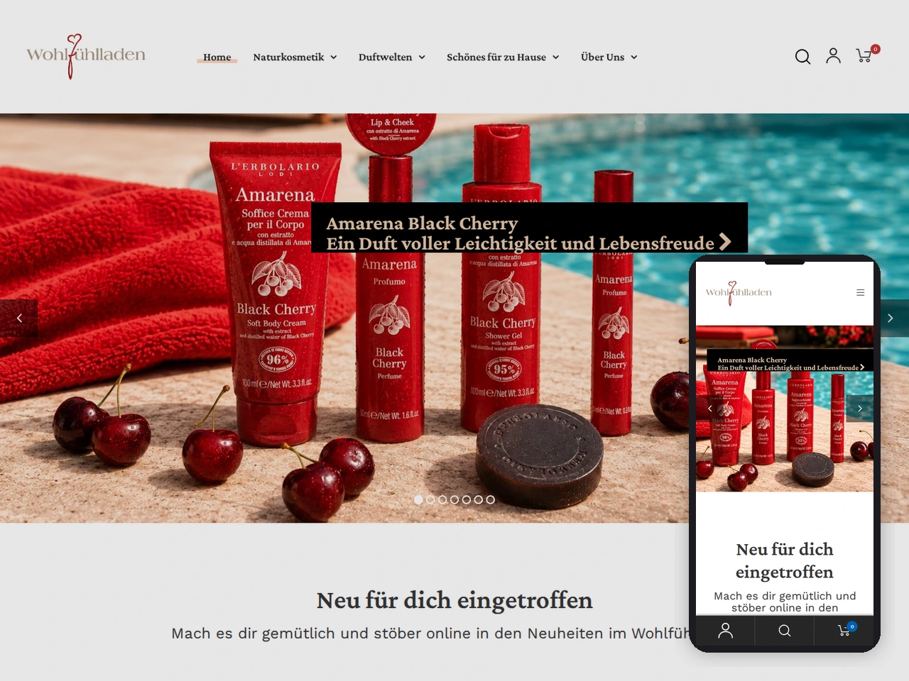 Referenz Wohlfuehlladen.com &ndash; Blick auf die Desktop- und Mobile-Ansicht