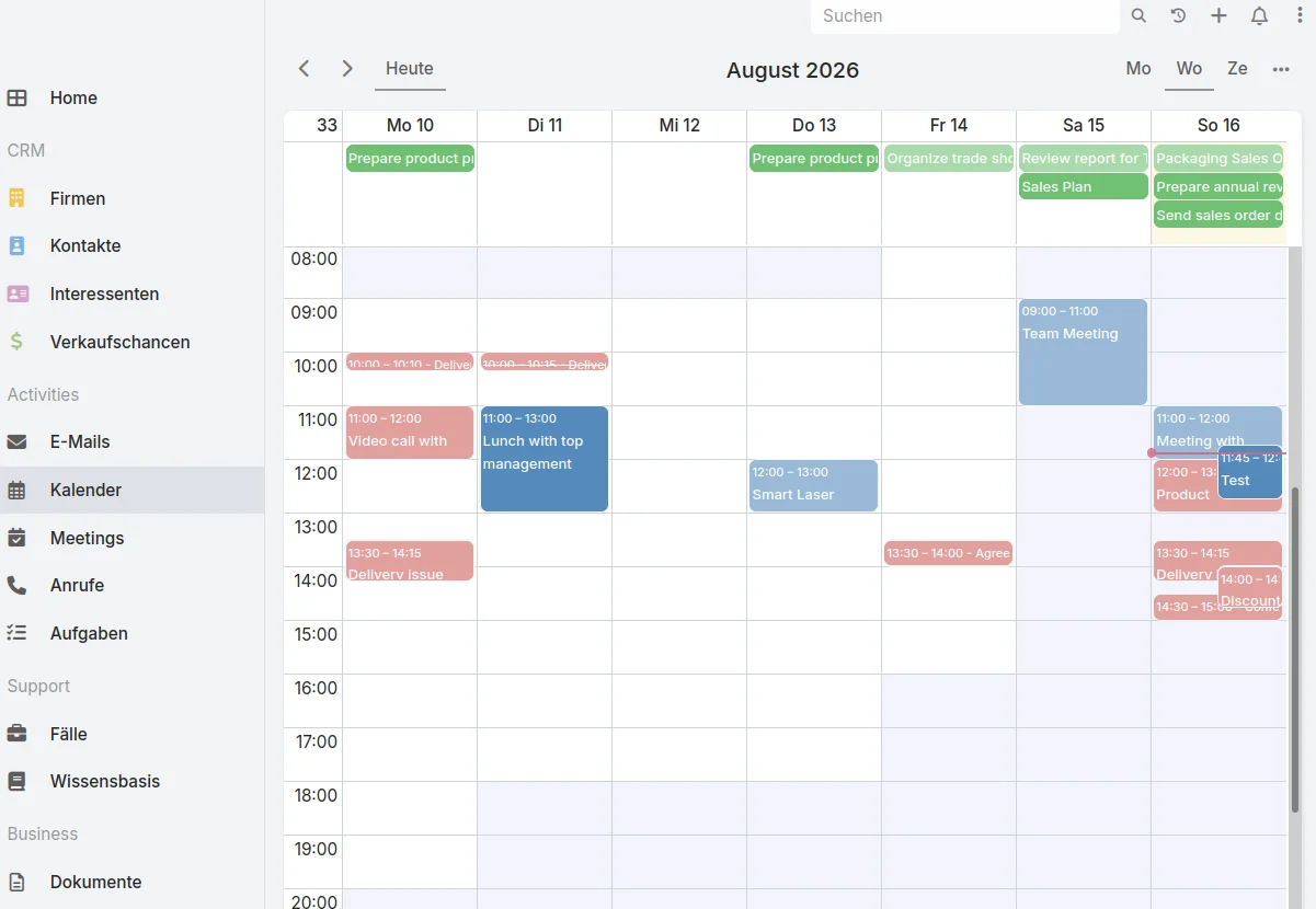 Kalender- und Termin&uuml;bersicht im ERP/CRM